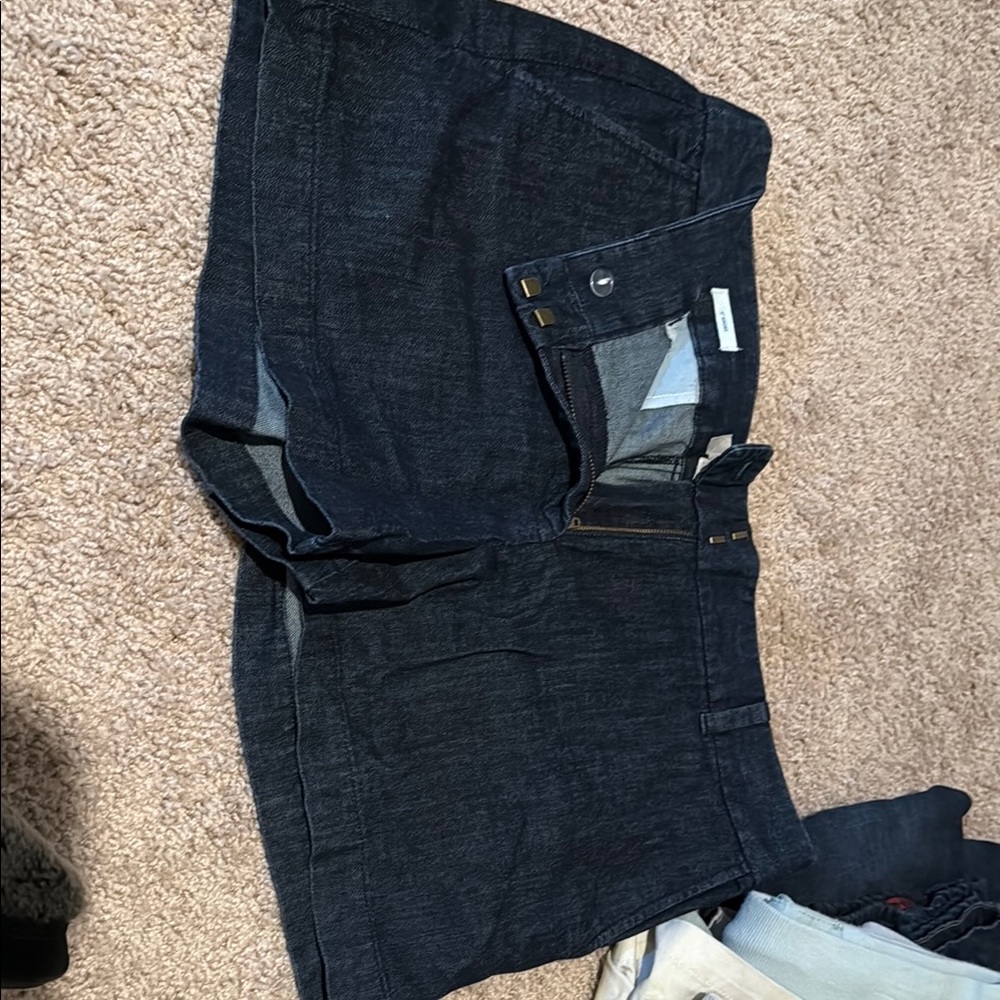 LOFT Black Jean Shorts Distressed Denim